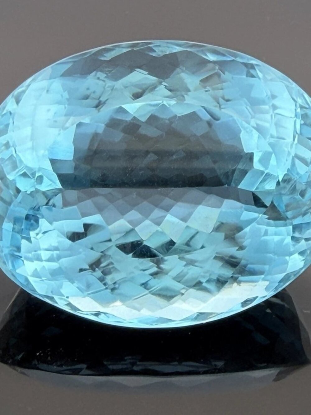 224 CT Loose Swiss Blue Topaz Oval Faceted Brilliant Checkerboard Cut Gemstone
